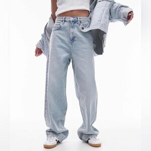 Topshop Sunrise Bleach High Rise Baggy Denim Jeans